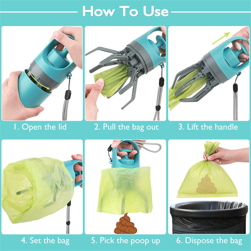 Paw-Litter Patrol – Claw Grabber Poop Scooper with Built-in Bag Dispenser